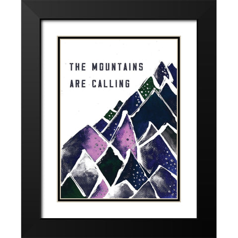 Mountains are Calling Black Modern Wood Framed Art Print with Double Matting by JMB Designs