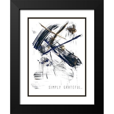 Simply Grateful Black Modern Wood Framed Art Print with Double Matting by JMB Designs