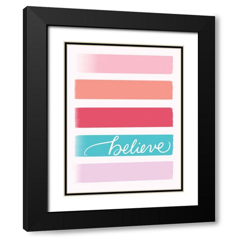 Believe Black Modern Wood Framed Art Print with Double Matting by Batista, Dee