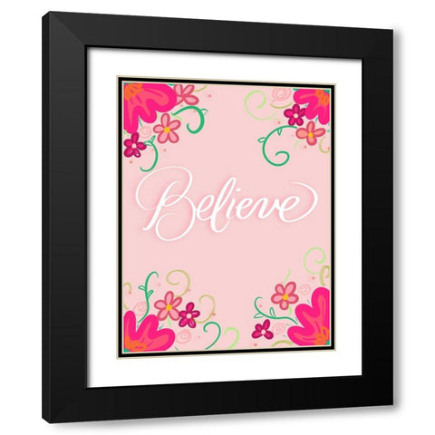Believe Black Modern Wood Framed Art Print with Double Matting by Batista, Dee