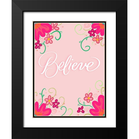 Believe Black Modern Wood Framed Art Print with Double Matting by Batista, Dee