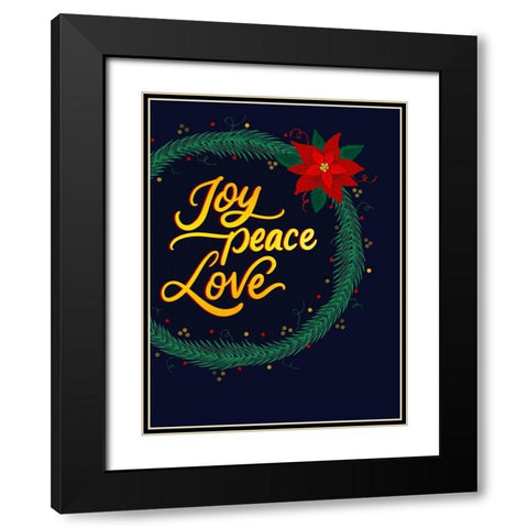 Joy Peace Black Modern Wood Framed Art Print with Double Matting by Batista, Dee