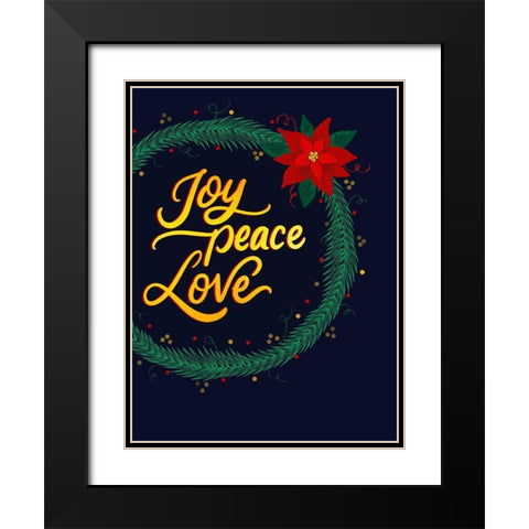 Joy Peace Black Modern Wood Framed Art Print with Double Matting by Batista, Dee