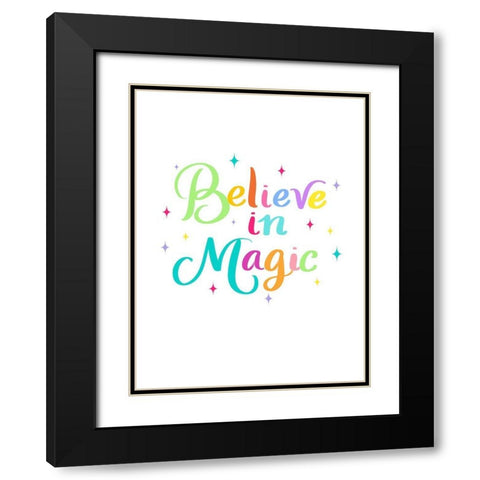 Believe Black Modern Wood Framed Art Print with Double Matting by Batista, Dee