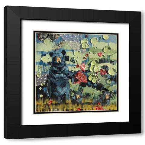 Three Black Bears Black Modern Wood Framed Art Print with Double Matting by Ihde, McKenna