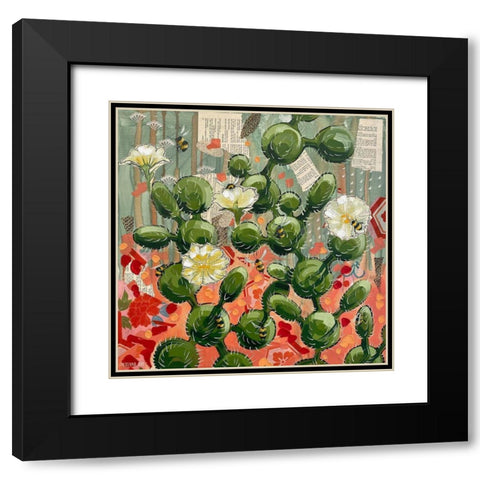 Opuntia and Bees Black Modern Wood Framed Art Print with Double Matting by Ihde, McKenna