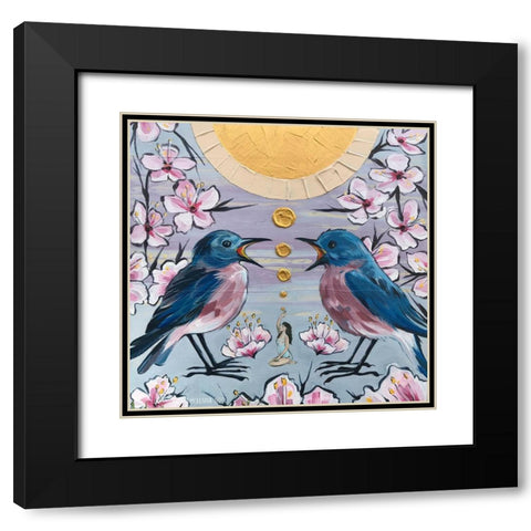 Blue Birds Black Modern Wood Framed Art Print with Double Matting by Ihde, McKenna
