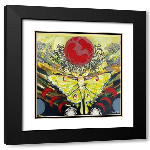 Luna Moth Black Modern Wood Framed Art Print with Double Matting by Ihde, McKenna