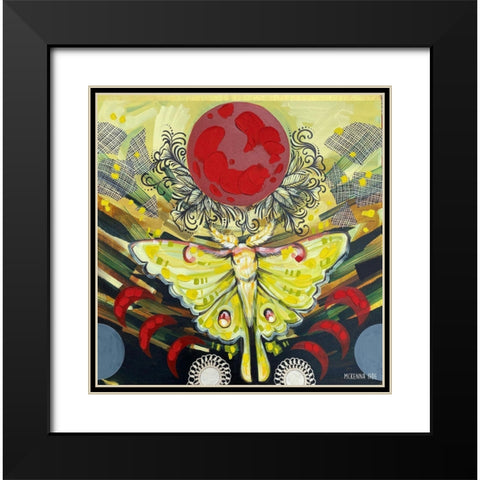 Luna Moth Black Modern Wood Framed Art Print with Double Matting by Ihde, McKenna