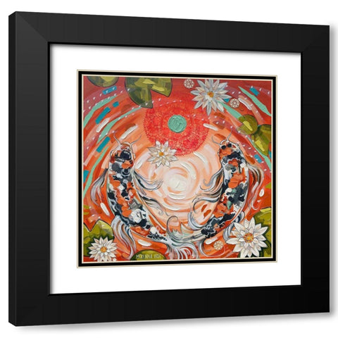Koi Pond Black Modern Wood Framed Art Print with Double Matting by Ihde, McKenna