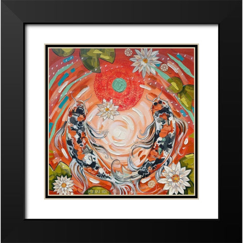 Koi Pond Black Modern Wood Framed Art Print with Double Matting by Ihde, McKenna