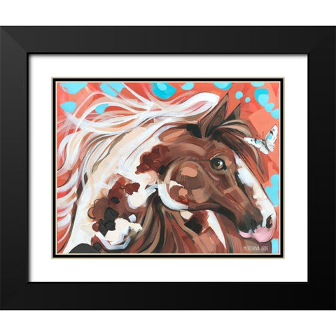 Horse and Butterfly Black Modern Wood Framed Art Print with Double Matting by Ihde, McKenna