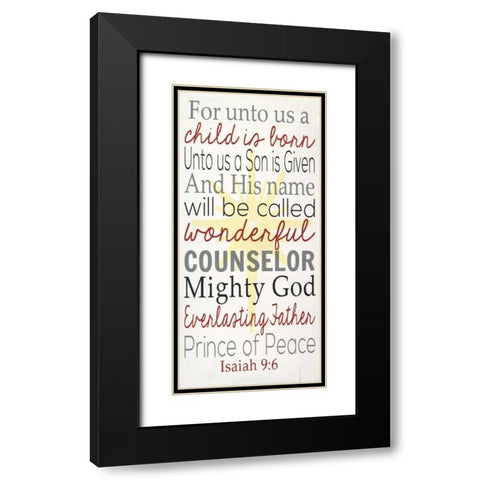 For Unto Us Black Modern Wood Framed Art Print with Double Matting by Words for the Soul