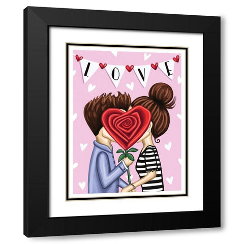 The Kiss Black Modern Wood Framed Art Print with Double Matting by Tyndall, Elizabeth