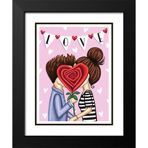 The Kiss Black Modern Wood Framed Art Print with Double Matting by Tyndall, Elizabeth