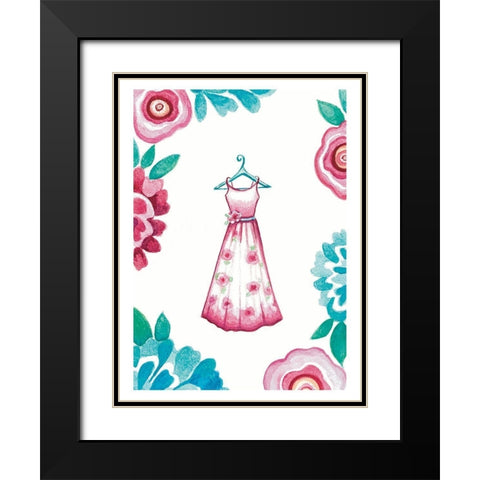 The Floral Dress Black Modern Wood Framed Art Print with Double Matting by Tyndall, Elizabeth