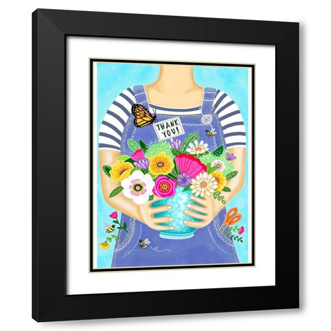 Fresh Picked Flowers Black Modern Wood Framed Art Print with Double Matting by Tyndall, Elizabeth