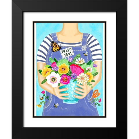 Fresh Picked Flowers Black Modern Wood Framed Art Print with Double Matting by Tyndall, Elizabeth