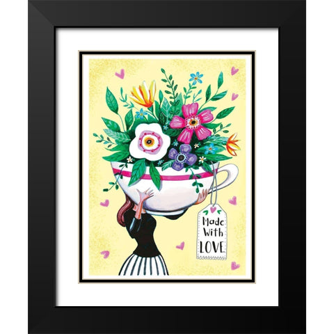 Coffee Girl Black Modern Wood Framed Art Print with Double Matting by Tyndall, Elizabeth