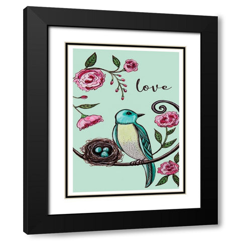 Love Bird Black Modern Wood Framed Art Print with Double Matting by Tyndall, Elizabeth