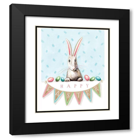 Easter Banner Bunny Black Modern Wood Framed Art Print with Double Matting by Tyndall, Elizabeth