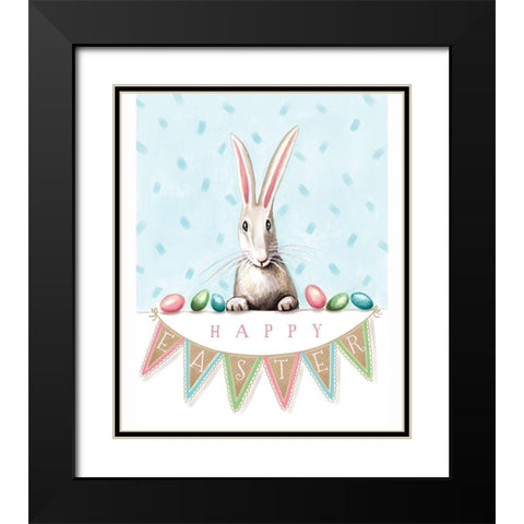 Easter Banner Bunny Black Modern Wood Framed Art Print with Double Matting by Tyndall, Elizabeth