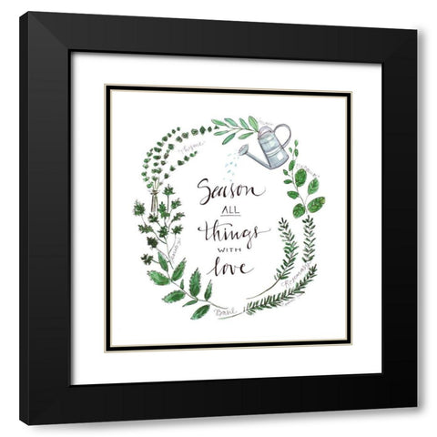 Season All Things with Love Black Modern Wood Framed Art Print with Double Matting by Tyndall, Elizabeth