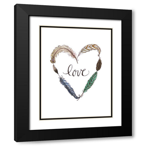 Love Feathers Black Modern Wood Framed Art Print with Double Matting by Tyndall, Elizabeth