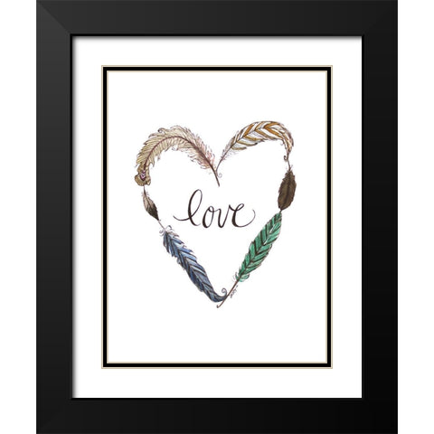 Love Feathers Black Modern Wood Framed Art Print with Double Matting by Tyndall, Elizabeth