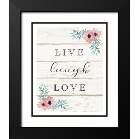 Live, Laugh, Love Black Modern Wood Framed Art Print with Double Matting by Tyndall, Elizabeth