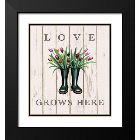 Love Grows Here Black Modern Wood Framed Art Print with Double Matting by Tyndall, Elizabeth