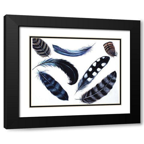 Dancing Feathers Black Modern Wood Framed Art Print with Double Matting by Tyndall, Elizabeth