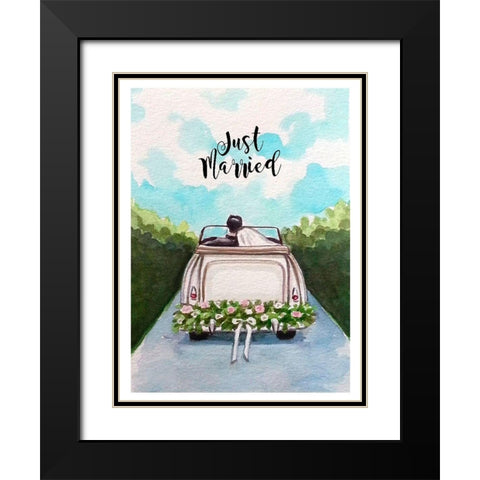 Just Married Black Modern Wood Framed Art Print with Double Matting by Tyndall, Elizabeth