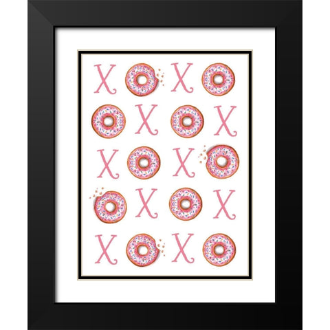 Hugs and Donuts Black Modern Wood Framed Art Print with Double Matting by Tyndall, Elizabeth