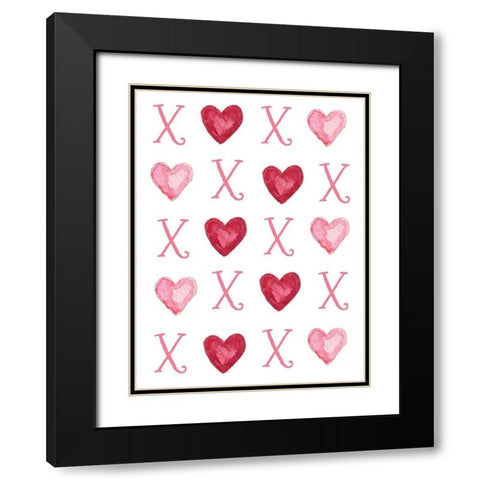 Hugs and Hearts Black Modern Wood Framed Art Print with Double Matting by Tyndall, Elizabeth