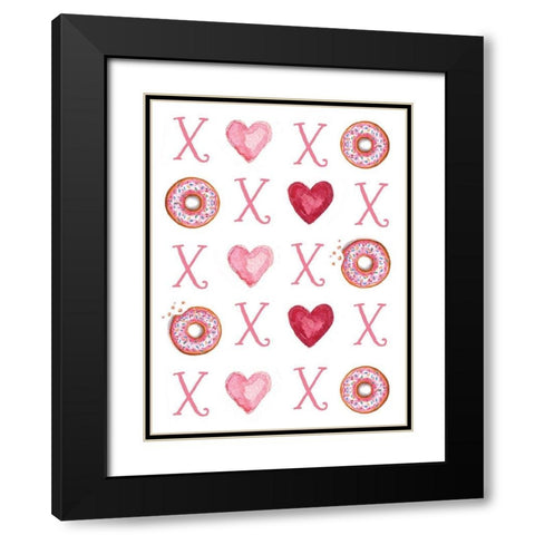 Donuts, Hearts and Hugs Black Modern Wood Framed Art Print with Double Matting by Tyndall, Elizabeth