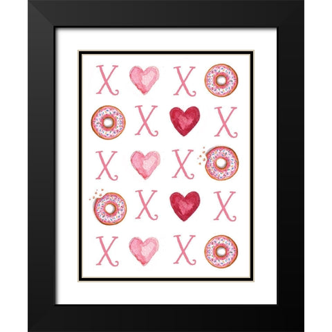 Donuts, Hearts and Hugs Black Modern Wood Framed Art Print with Double Matting by Tyndall, Elizabeth