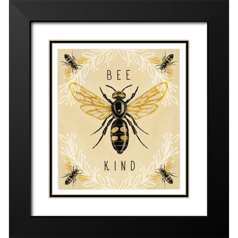 Bee Kind Black Modern Wood Framed Art Print with Double Matting by Tyndall, Elizabeth