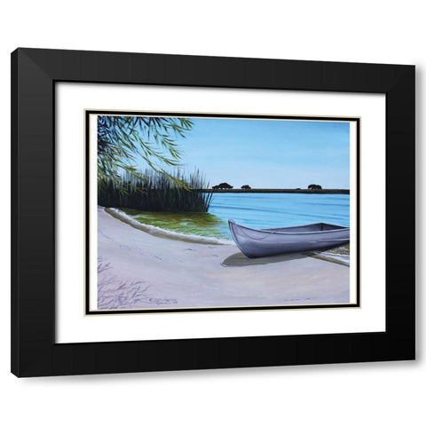 Our Beach Black Modern Wood Framed Art Print with Double Matting by Tyndall, Elizabeth