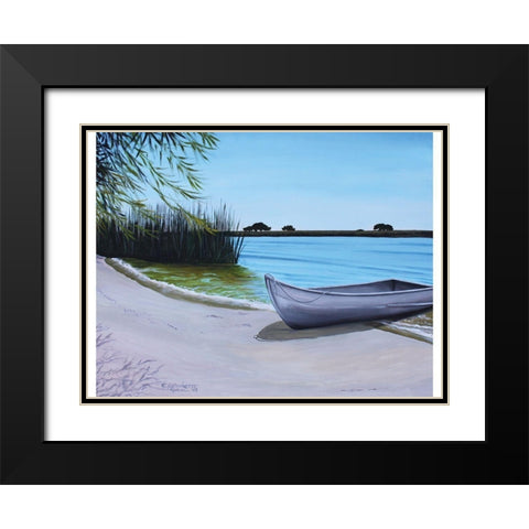 Our Beach Black Modern Wood Framed Art Print with Double Matting by Tyndall, Elizabeth
