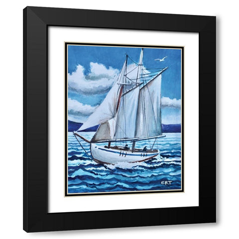 Lets Set Sail Black Modern Wood Framed Art Print with Double Matting by Tyndall, Elizabeth