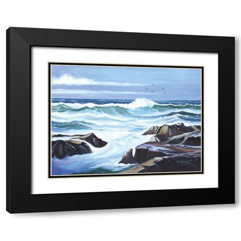 Ocean Waves Black Modern Wood Framed Art Print with Double Matting by Tyndall, Elizabeth