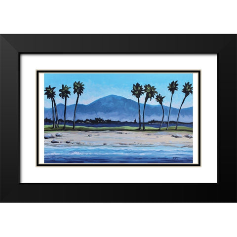 Palm Tree Oasis Black Modern Wood Framed Art Print with Double Matting by Tyndall, Elizabeth