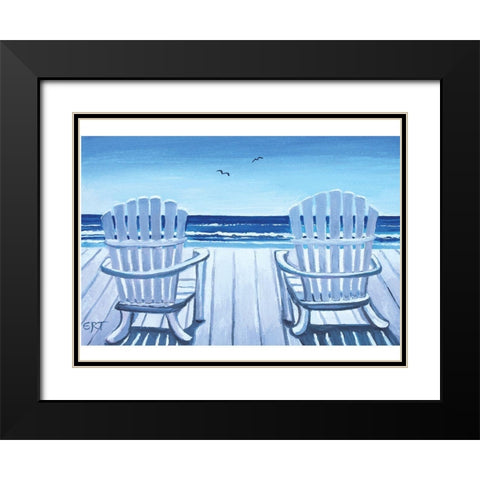 The Beach Chairs Black Modern Wood Framed Art Print with Double Matting by Tyndall, Elizabeth