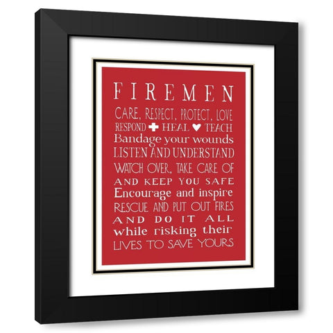 Fireman in Red Black Modern Wood Framed Art Print with Double Matting by Tyndall, Elizabeth