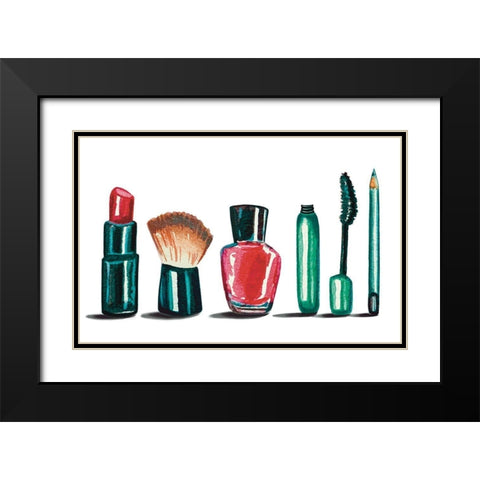 Makeup Collection Black Modern Wood Framed Art Print with Double Matting by Tyndall, Elizabeth