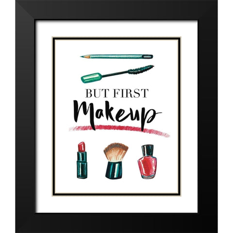But First Makeup Black Modern Wood Framed Art Print with Double Matting by Tyndall, Elizabeth
