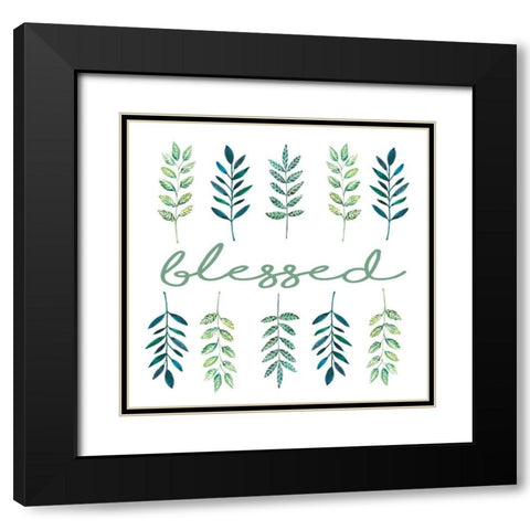 Blessed Leaves Black Modern Wood Framed Art Print with Double Matting by Tyndall, Elizabeth