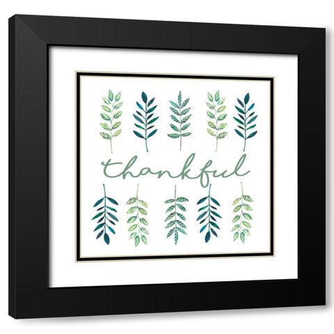 Thankful Leaves Black Modern Wood Framed Art Print with Double Matting by Tyndall, Elizabeth