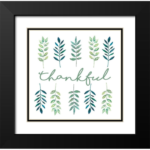 Thankful Leaves Black Modern Wood Framed Art Print with Double Matting by Tyndall, Elizabeth